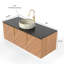 Meuble-lavabo 48 po, meuble de rangement mural en contreplaqué avec comptoir en pierre frittée à 3 portes et lavabo rond en céramique à motif de pierre