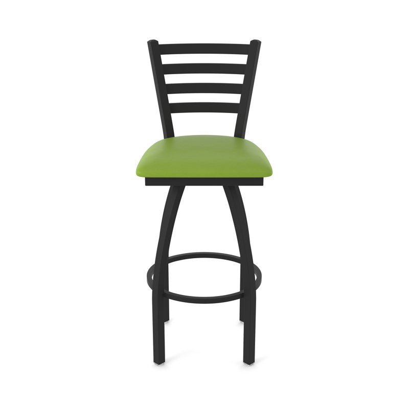 Jackie Swivel Stool, Black Wrinkle, Vinyl-Canter Kiwi Green, Bar Stool (30" Seat Height)