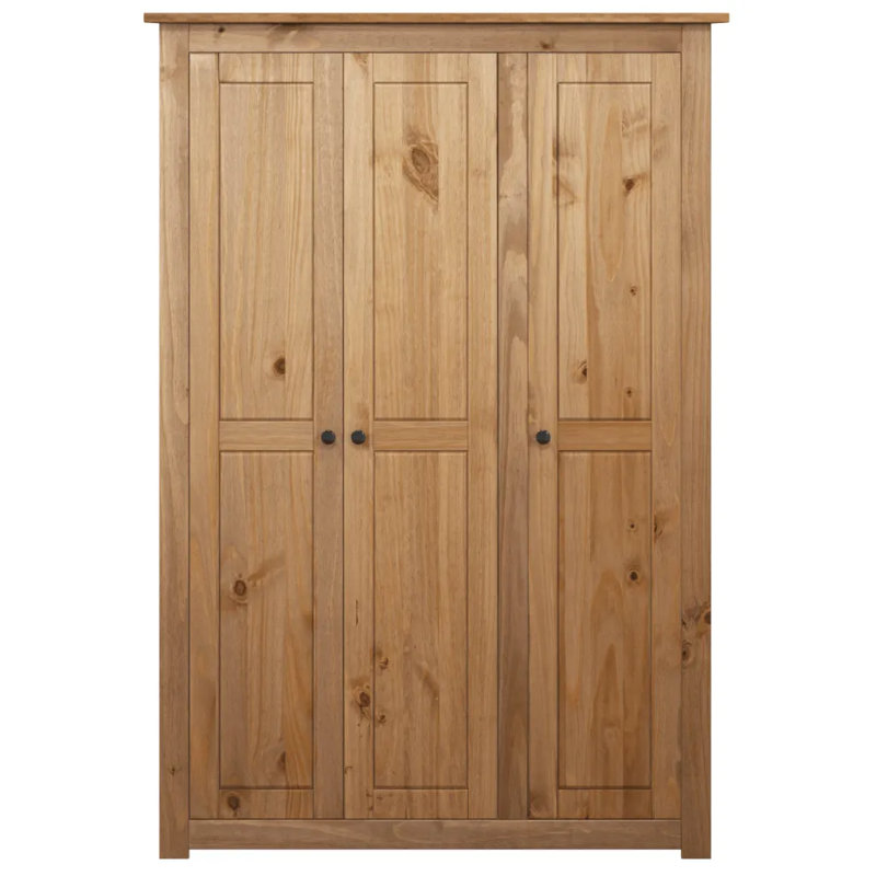 Rocco 3 Door Solid Wood Wardrobe, Natural Wood