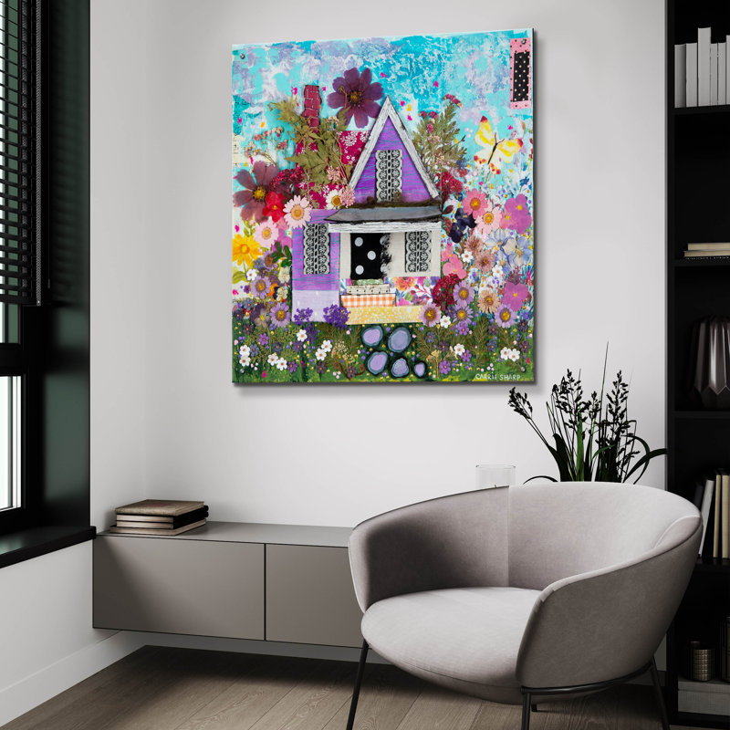  «The Polka Dot Cottage» par Carrie Sharp, art mural en verre acrylique, 36 po x 36 po
