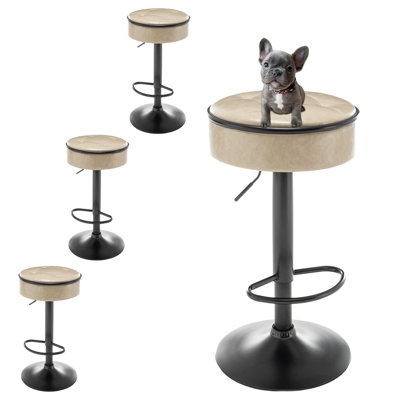 Tabouret de bar rond et pivotant réglable en cuir (ensemble de 4)