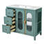 Armoire de rangement pour salle de bain 36 po avec portes à fermeture douce, bois massif. Généreux 3 tiroirs. Apparence moderne en verre translucide. Matériau. Étapes d'assemblage simples. Cadre de meuble-lavabo 36 po Lake