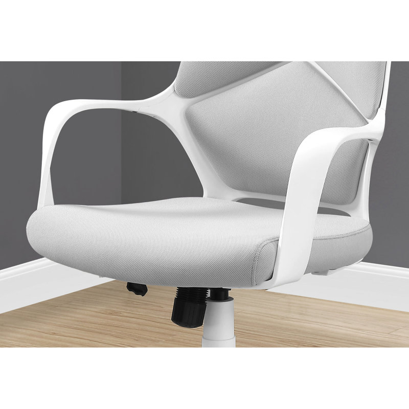 Chaise de bureau contemporaine contemporaine, avec fonction pivotante, chaise moderne gris blanc avec hauteur réglable, métal maillé, convient au travail sur ordinateur