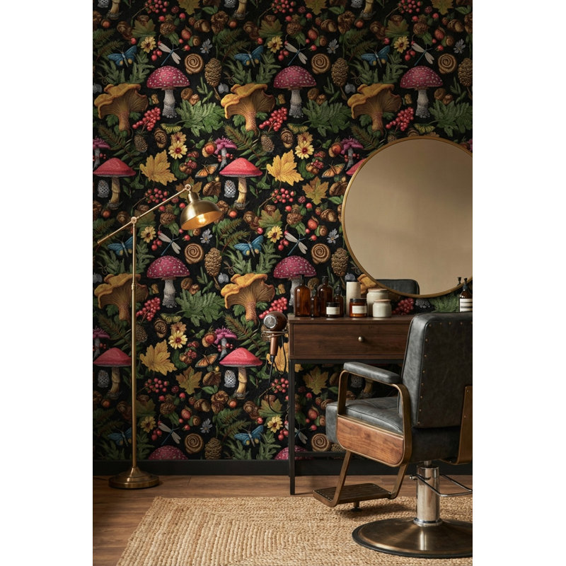 Papier peint éclectique botanique rétro, Peler et coller