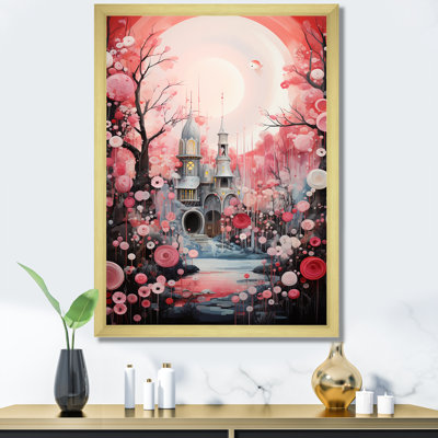 «Pink Christmas Wreath Farm Door II», art mural floral abstrait