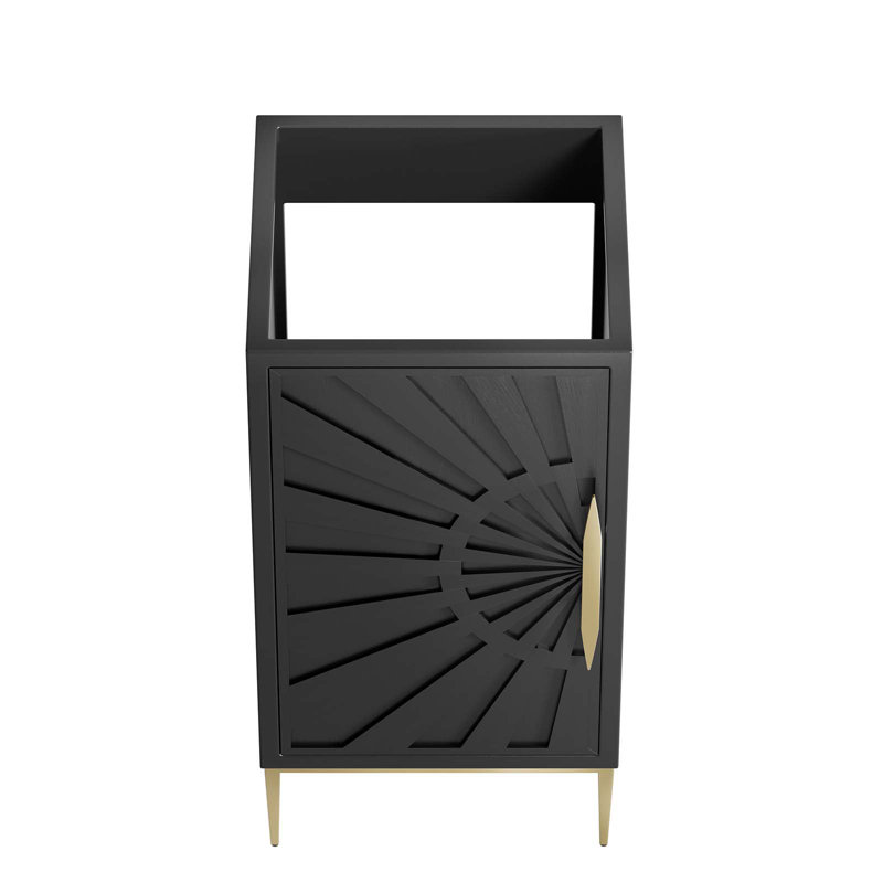 Black Solid Wood and MDF Single Bathroom Vanity Cabinet with Gold Base