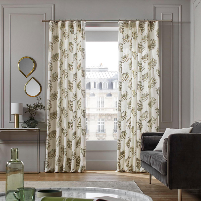 Blackout French Door Curtain Single Panel, Shades of Natural, 136 W x 295 D cm