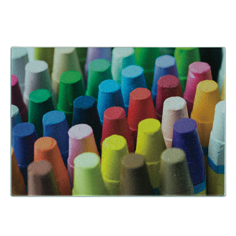 Multicolore planche à découper en verre trempé Ambesonne Crayon