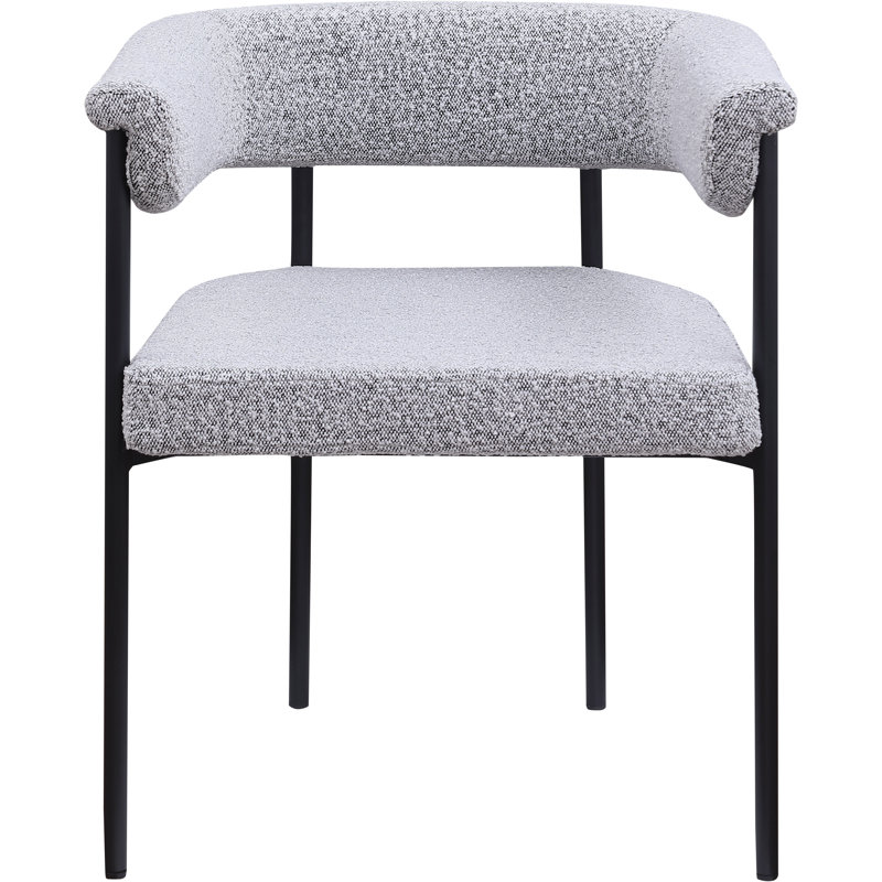 Kimyah Arm Chair Dining Chair, Grey Boucle Fabric