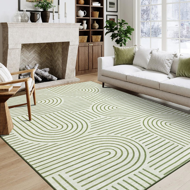Tapis lavable à la machine Modern Rainbow, Rectangle 5 pi x 7 pi