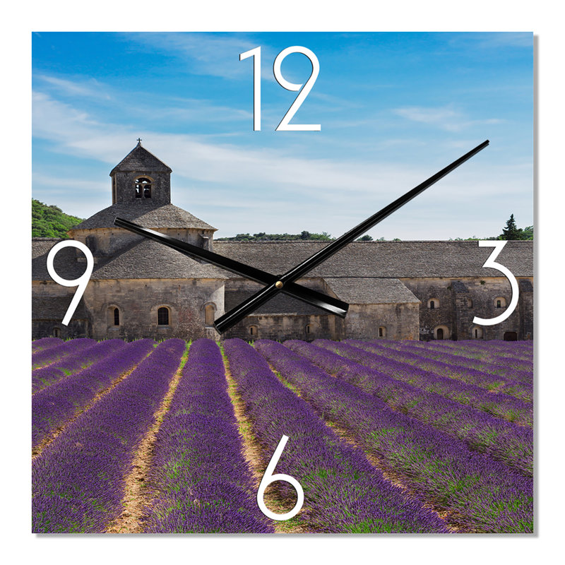 Horloge murale champ de lavande avec abbaye en France, Petit