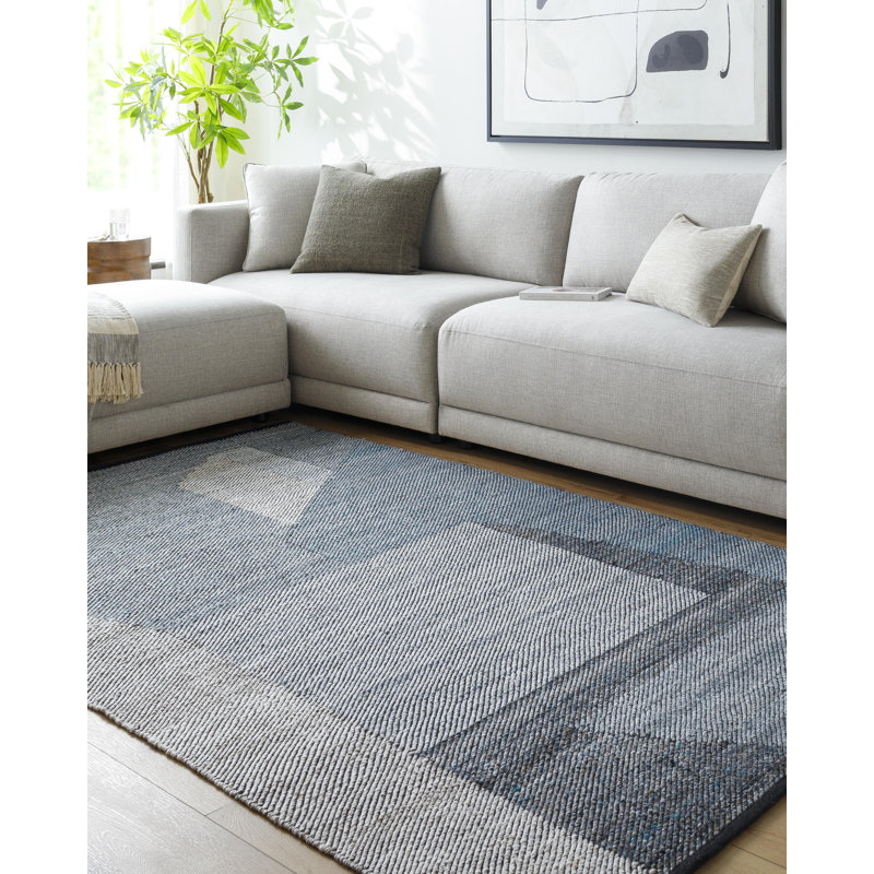 Rectangle Campbelle abstrait tissé à plat recyclé P.E.T. Tapis intérieur / extérieur, Rectangle 9 pi x 12 pi