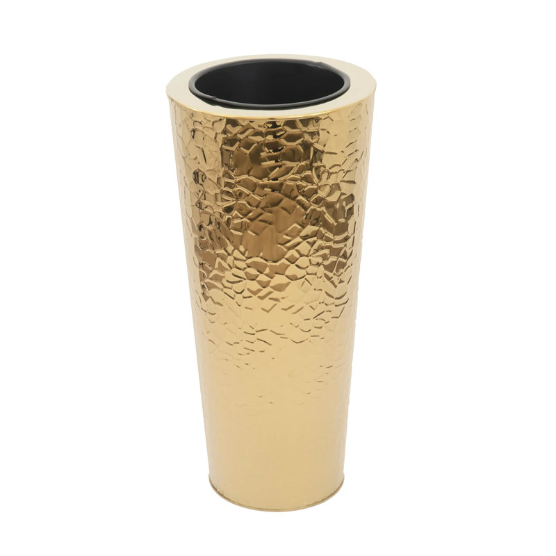 Manase Handmade Metal Planter, 36" H x 16" W x 16" D, Gold