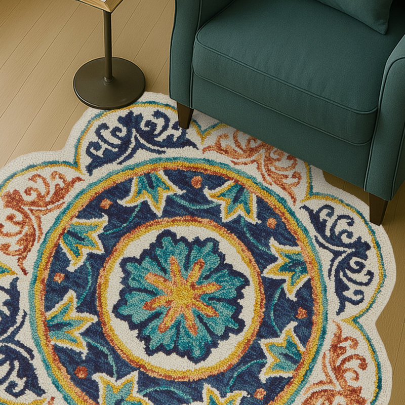 Tapis en laine touffeté à la main Arla, Rond 6 pi