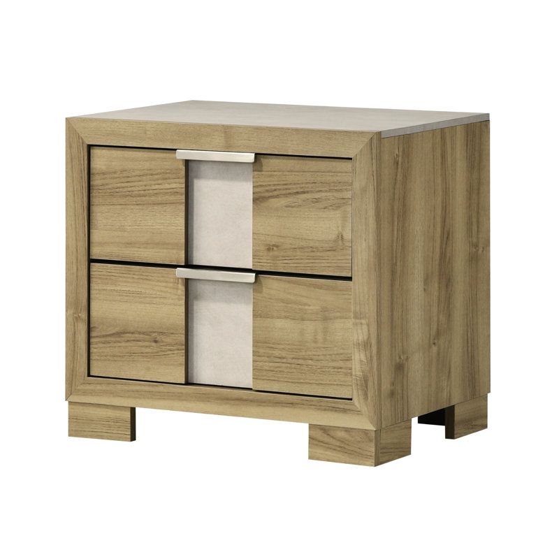 Table de chevet en bois à deux tiroirs 1 pièce 1 pièce Driftwood