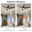 Ventilateur de plafond intelligent 52 po avec lumière ambiante RVB, application à 6 vitesses / télécommande