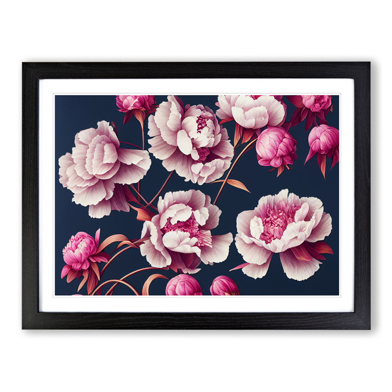 Bewitching Peonies - Single Picture Frame Print, 46cm H x 64cm W x 2cm D, Black Framed