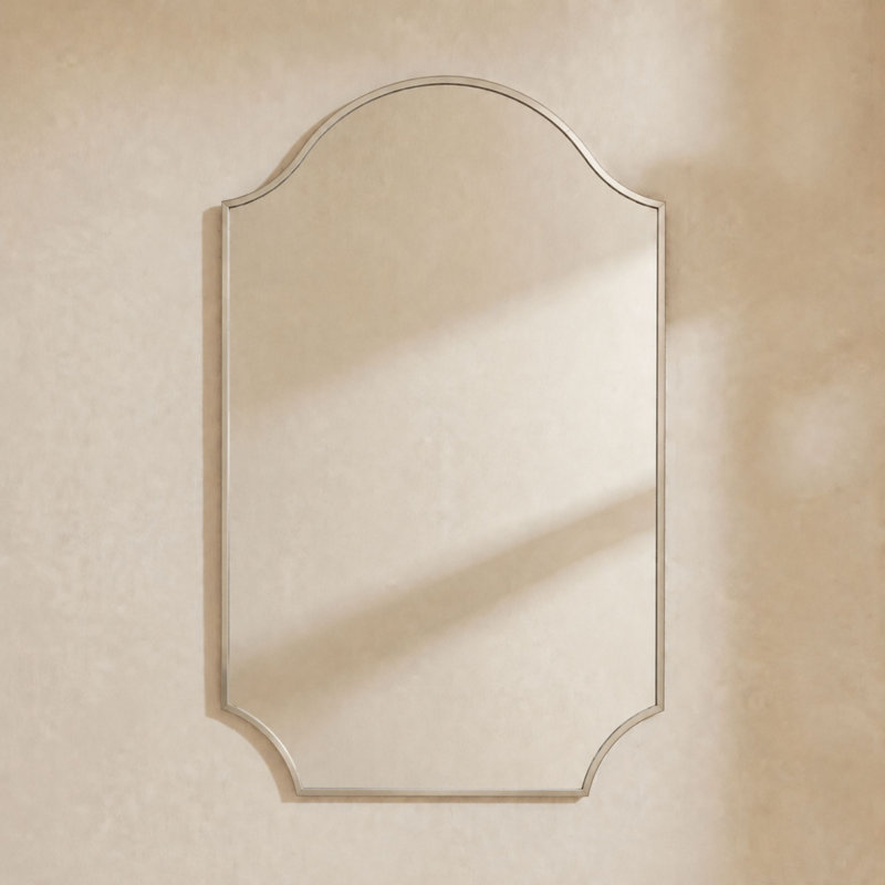 Airius Decorative Scalloped Bathroom Vanity Mirrors, Arched Wall Mirror, Brushed Nickel, 36" x 24"