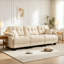 Canapé modulaire en chenille nuage, siège profond capitonné avec garniture pompon et 4 coussins décoratifs-131210486