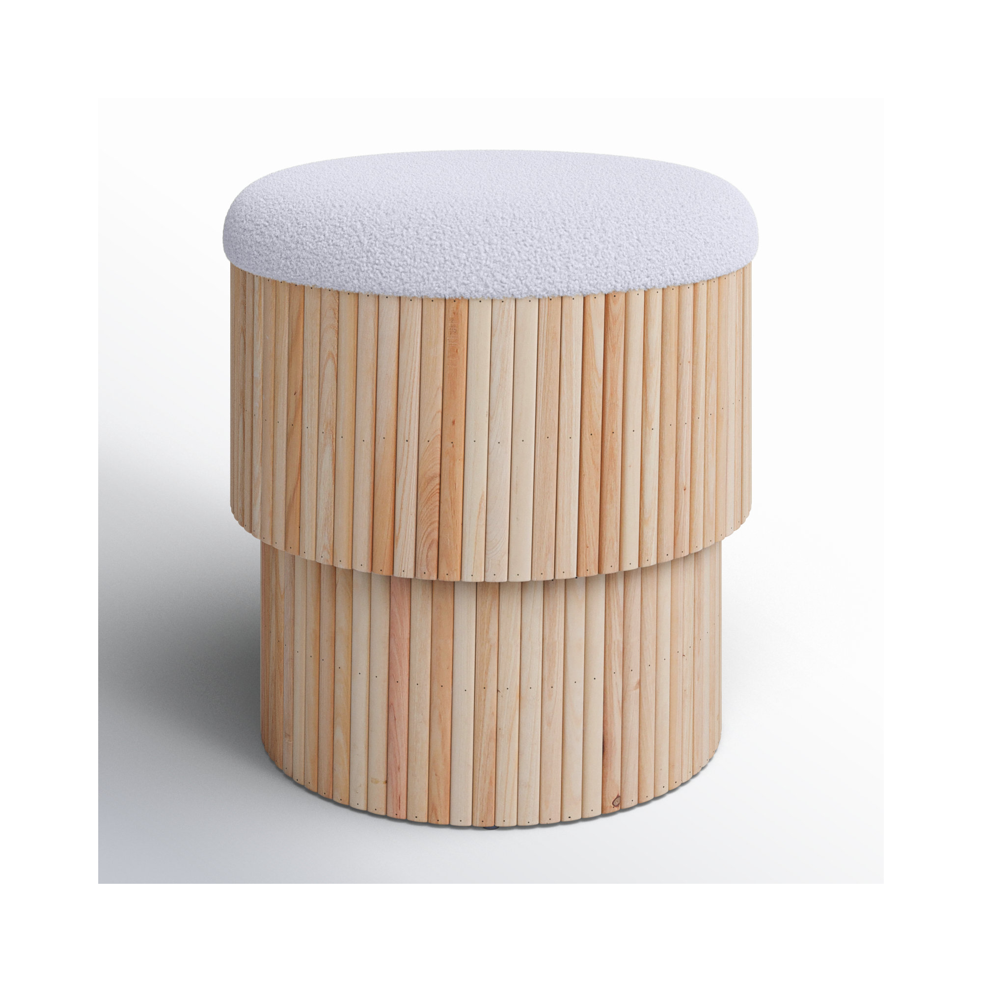 Charlene Accent Stool, White 100% Polyester