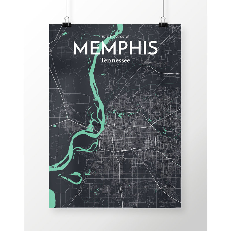 Memphis City Map - No Frame Print, 61cm H x 45.7cm W x 0.1cm D