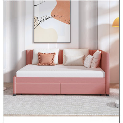Full Upholstered Daybed With 2 Storage Drawers Sofa Bed Frame