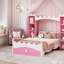 Lit en bois en forme de château avec tablette de rangement, lit plateforme simple Dreamy pour chambre d'enfant, cadre de lit-1193667631