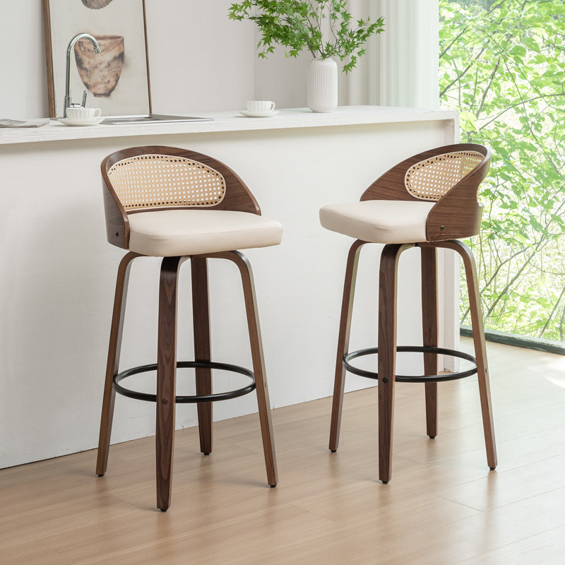 Leeana Swivel Bar Stool, Beige, Bar Stool (76.2cm Seat Height)