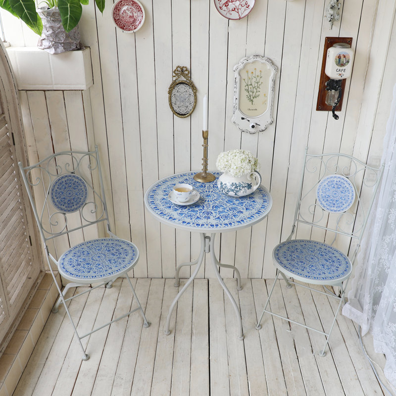 Ensemble de bistro extérieur pour 2 personnes, ensemble de table et chaises de salle à manger rétro pour terrasse, ensemble de salle à manger