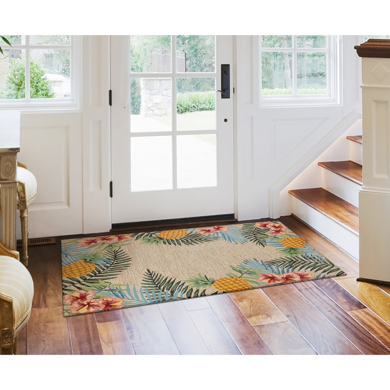 Demirhan Performance Hand Tufted Floral Indoor / Outdoor Rug, Rectangle 2' x 3'