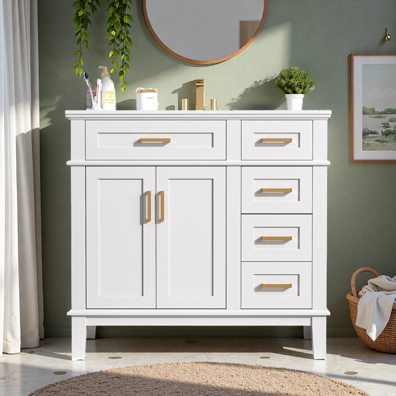 Meuble-lavabo moderne 36 "avec lavabo en céramique, White