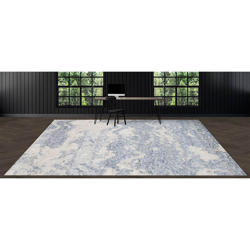 Wool Area Rug in Blue, Rectangle 8' x 10'