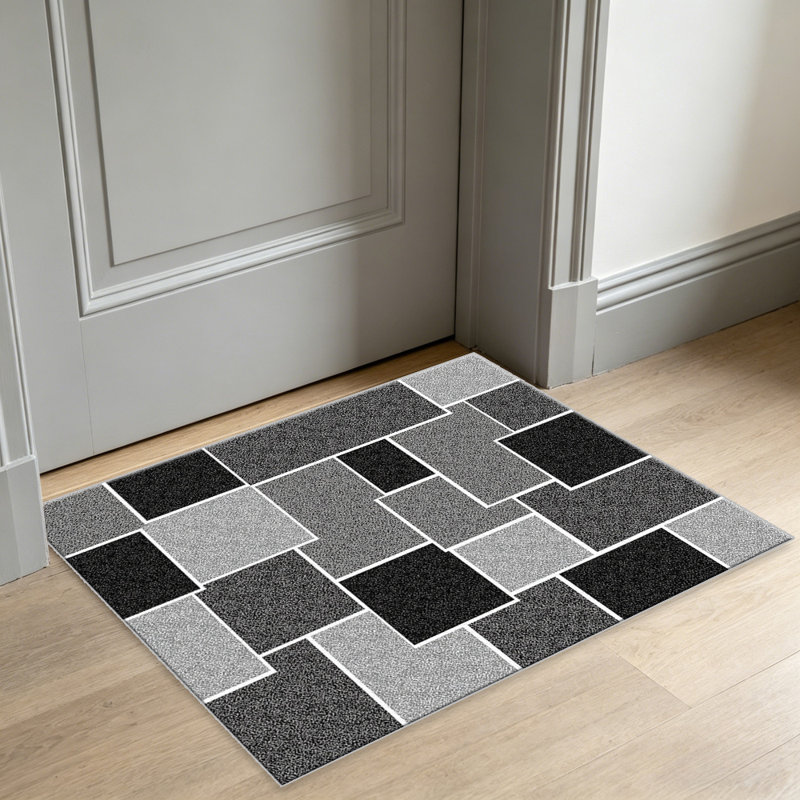 Monochrome Mosaic carpet-easy to clean, machine-washable, soft and comfortable; suitable for door mats, kitchens, living rooms, bedrooms, corridors, and laundry areas. Easy to clean, durable carpet for home decoration.