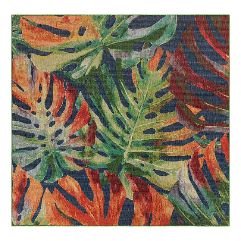 Floral Indoor / Outdoor Rug, Square 10'