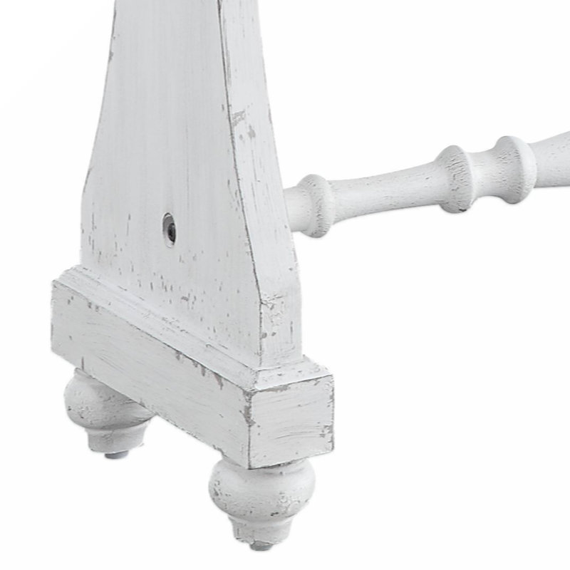 Antique White Wood and Metal Console Table with Storage