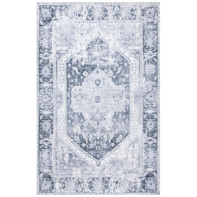 Oriental Handmade Tufted Silver/Dark Grey Area Rug