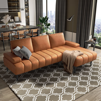 Jannet Faux Leather L-Shaped Sectional Right Hand Facing