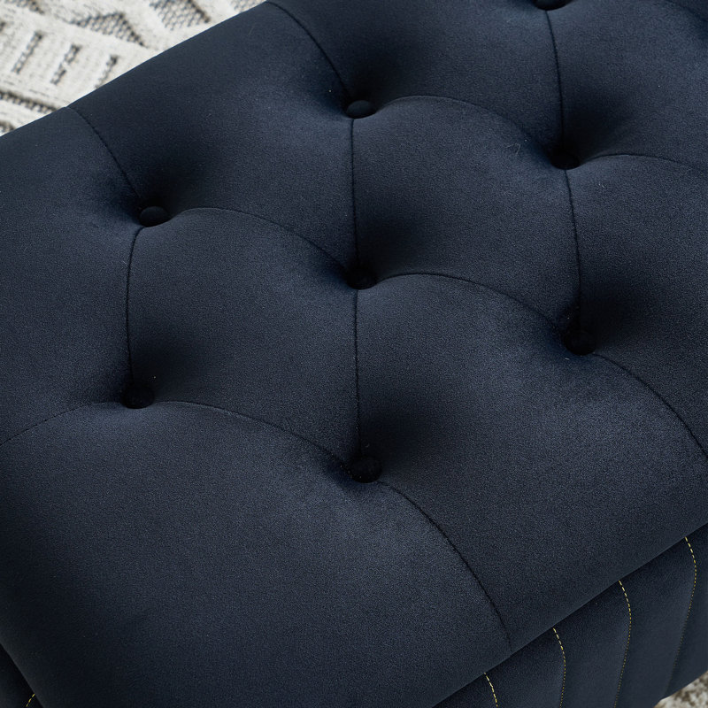 Upholstered Storage  Bench, Black