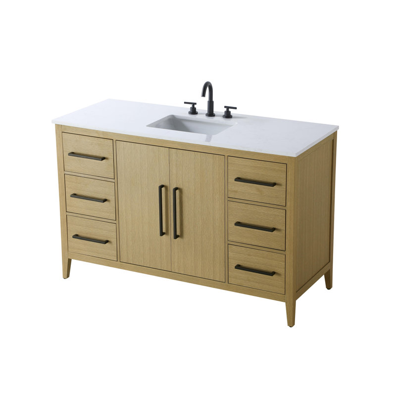 54 Inch Single Bathroom Vanity, Honey Brown