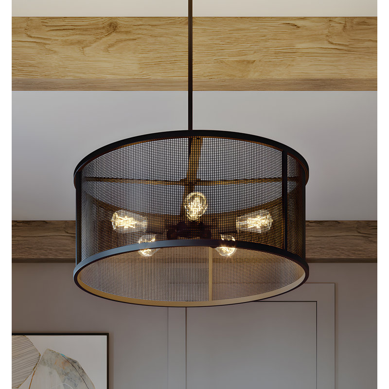 Luminaire suspendu cylindrique unique à 5 lumières