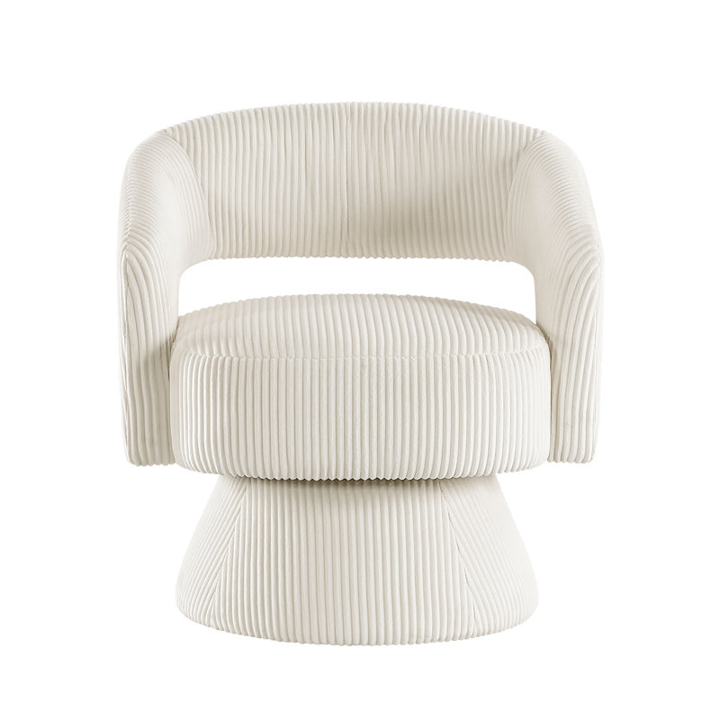 Fauteuil d'appoint pivotant beige - intérieur moderne, fabrication en bois massif, option confort en velours côtelé de style classique et structure en contreplaqué, sièges confortables