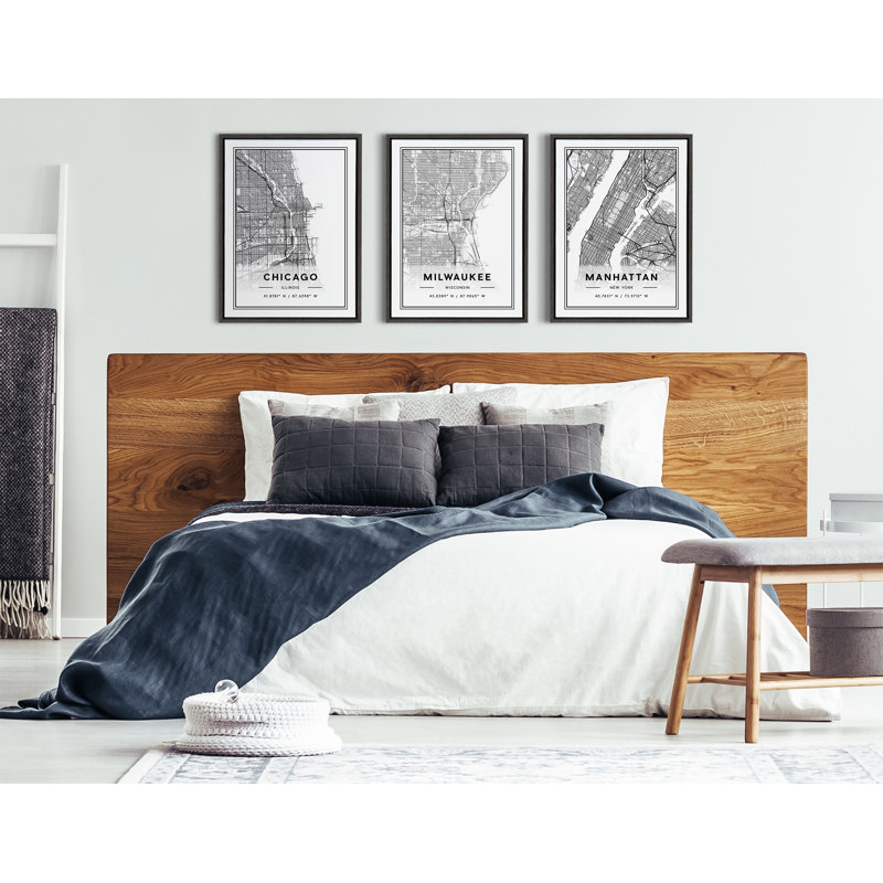 Chicago Modern Map by Jake Goossen Framed Canvas Wall Art Print