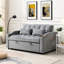 Lit avec housse en velours: convertible 3 en 1, conception escamotable, réglable, coussins, peu encombrant, lit moderne gris: tissu, dossier, support de téléphone, charge,