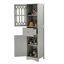 Armoire de salle de bain haute, armoire de rangement autoportante avec tiroir et porte en acrylique, armoire de rangement de salle de bain pour la maison-743366824