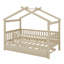 Wooden house bed with trundle
