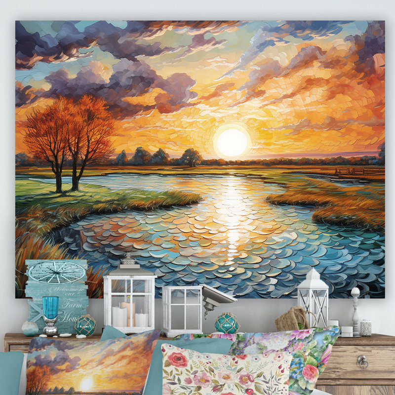 «Sunrise Country Charm» par Vincent sur toile, H 12 po x l 20 po x P 1 po, Toile tendue