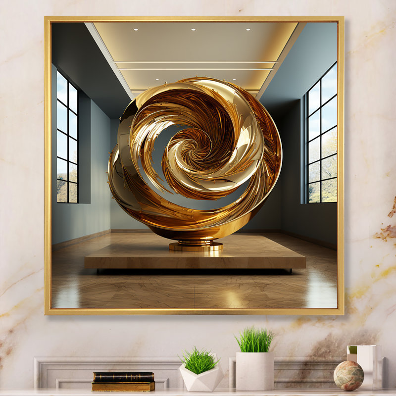 Golden Ratio Spiral sur toile, Cadre flottant doré, H 36 po x l 36 po x P 1,5 po