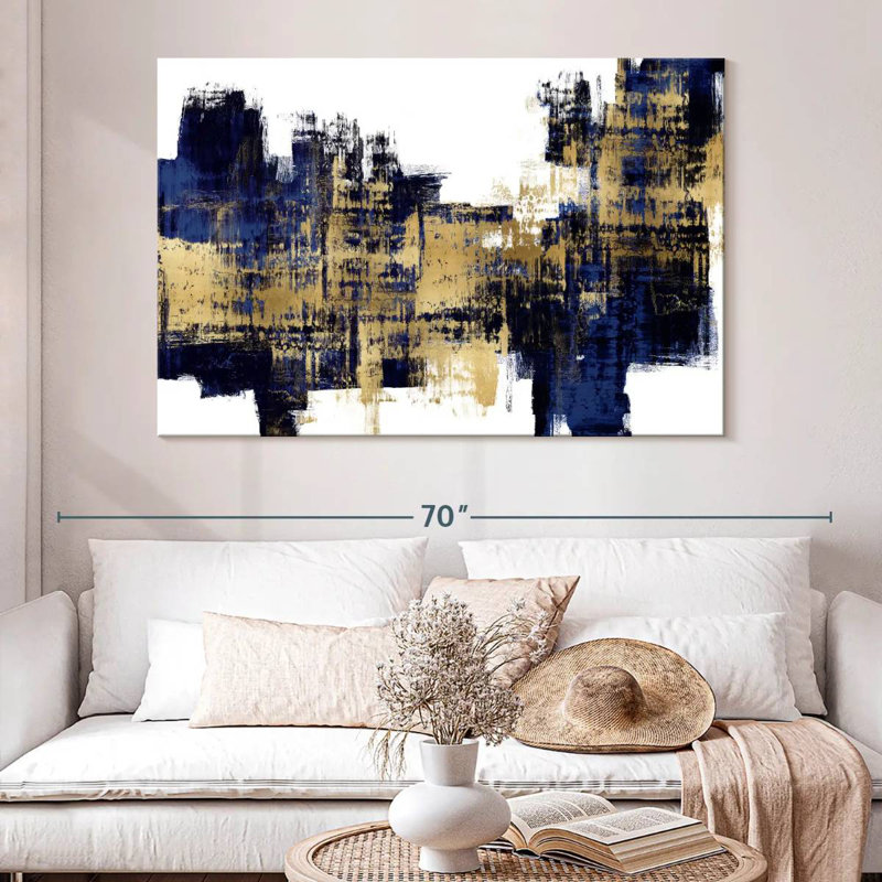 Avery Vibrant Gold On Blue, 34" H x 51" W