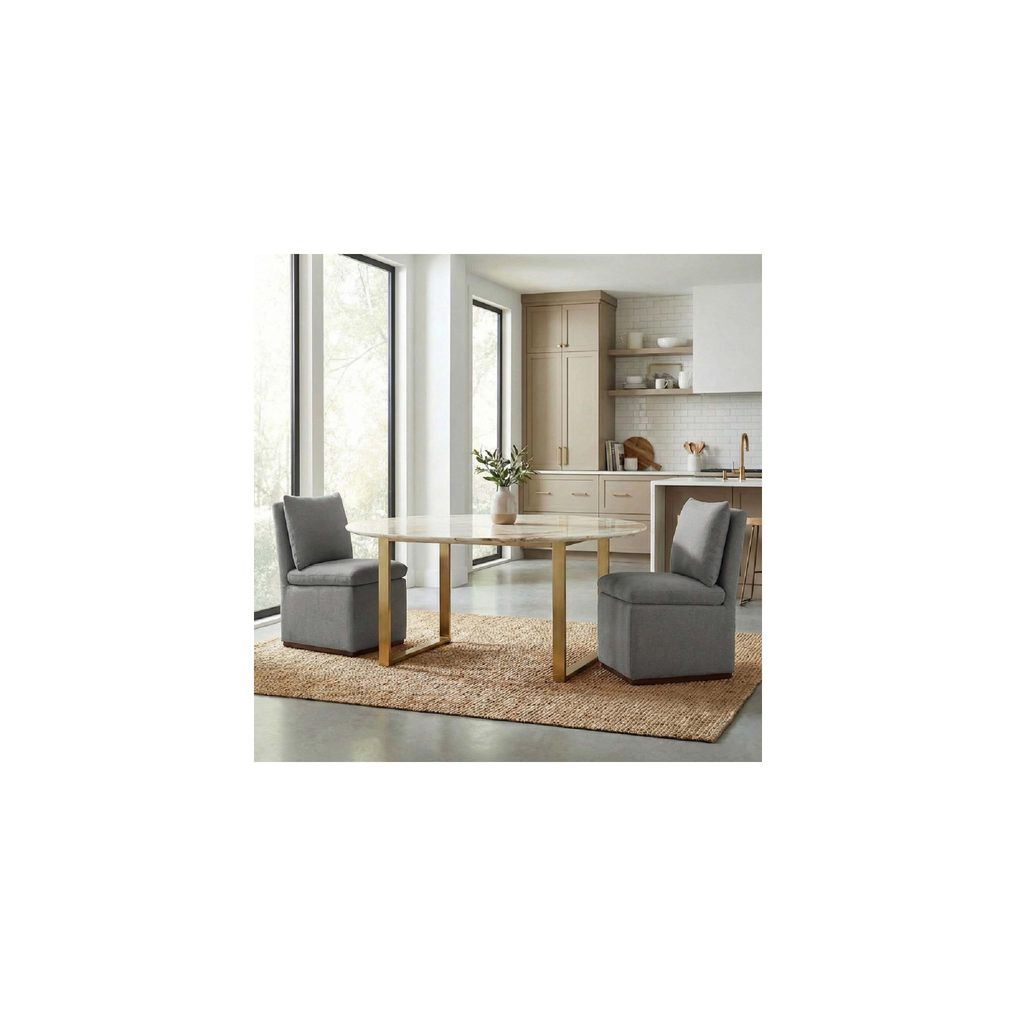 Bobbi Upholstered Dining Chair, Effie Flint Performance Linen