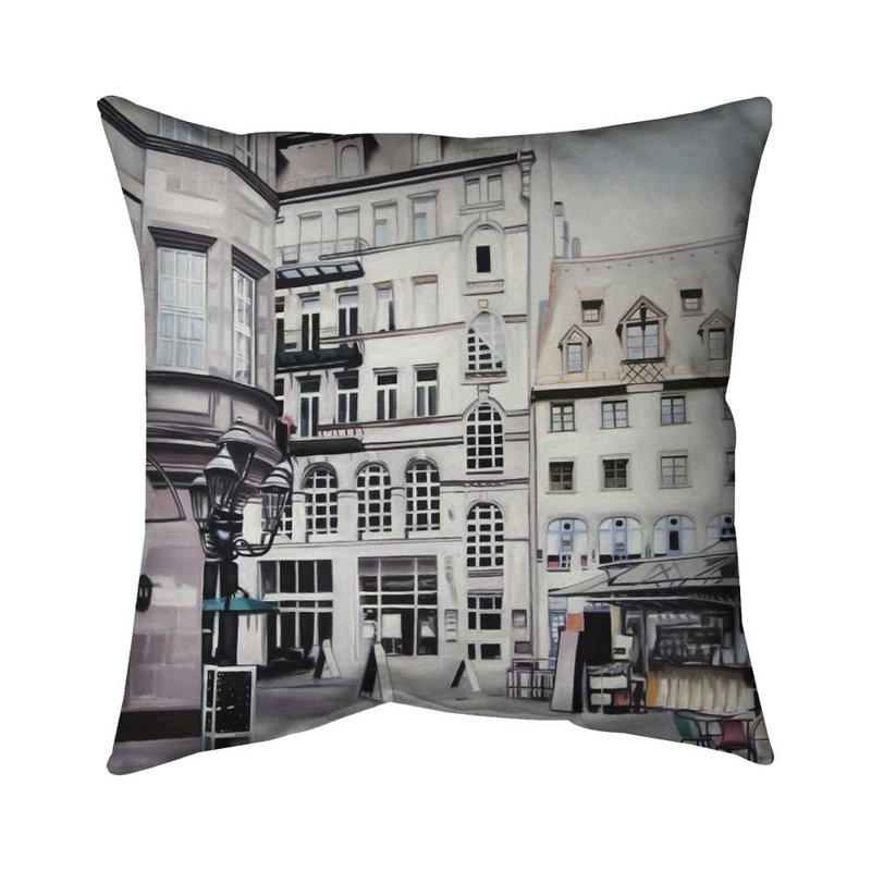 Street Scene in Germany Square Pillow Cover & Insert, 16" H x 16" W, No Fill